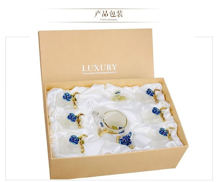 Creative hand-painted enamel kung fu teapot, household simple heat-resistant glass tea set, high-end flower tea kettle wholesale price detail image 9