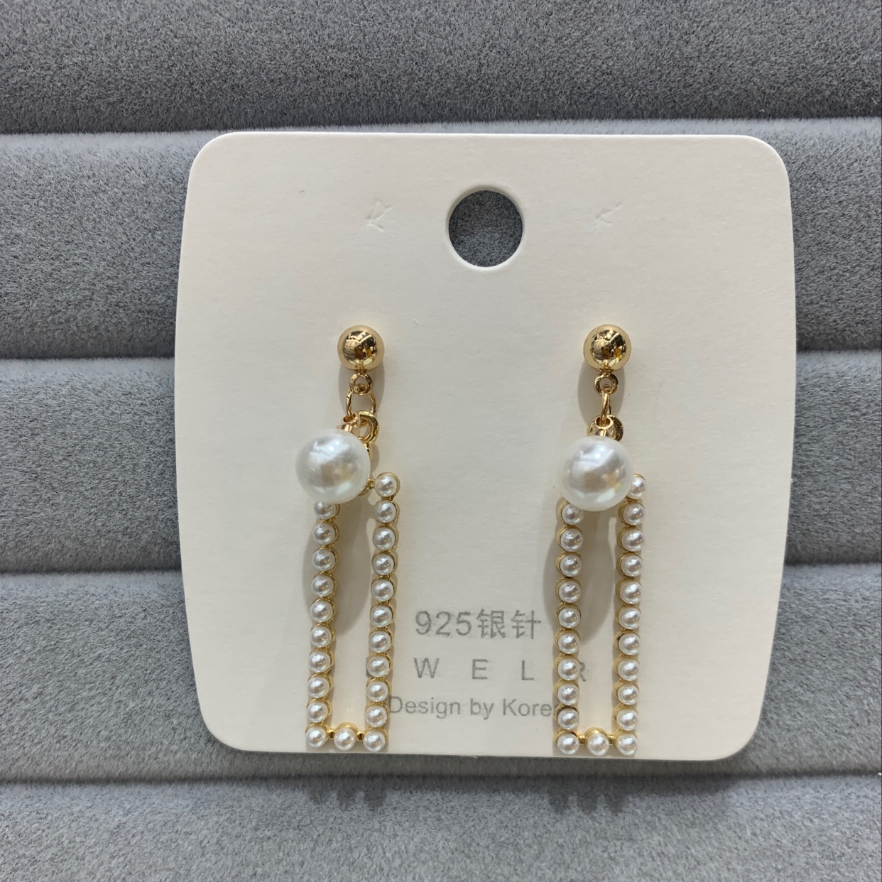 S925 pearl rectangular earrings thumbnail