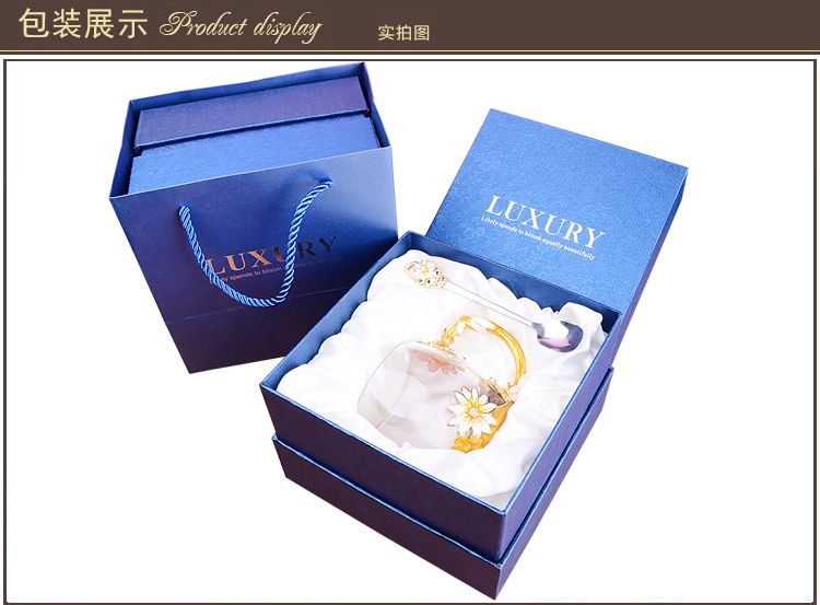 Factory direct sales creative enamel color water cups, heat-resistant glass flower tea cups, European-style juice cups, artistic couple cups detail image 6