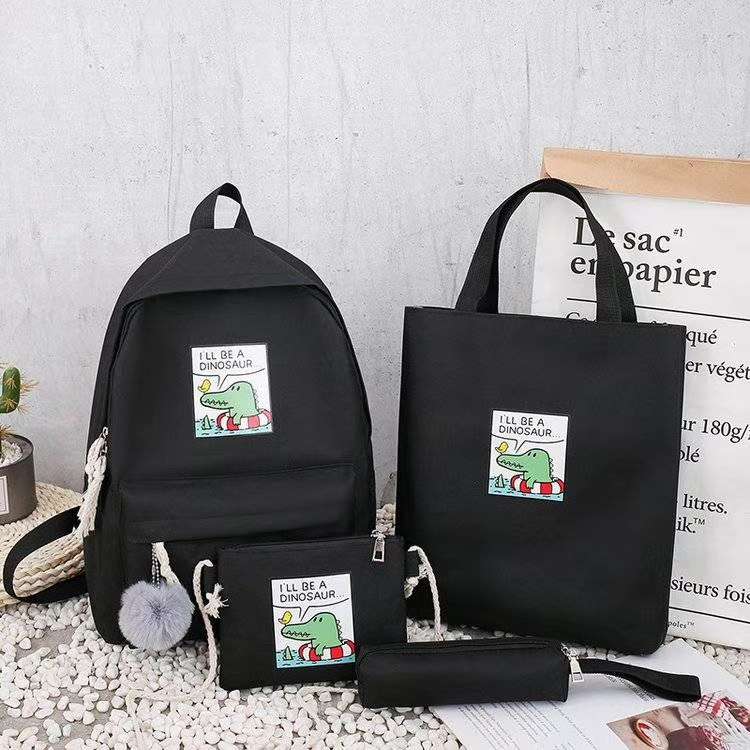 Four-piece backpack fashion fashion backpack simple practical student bag charm sweet leisure bag