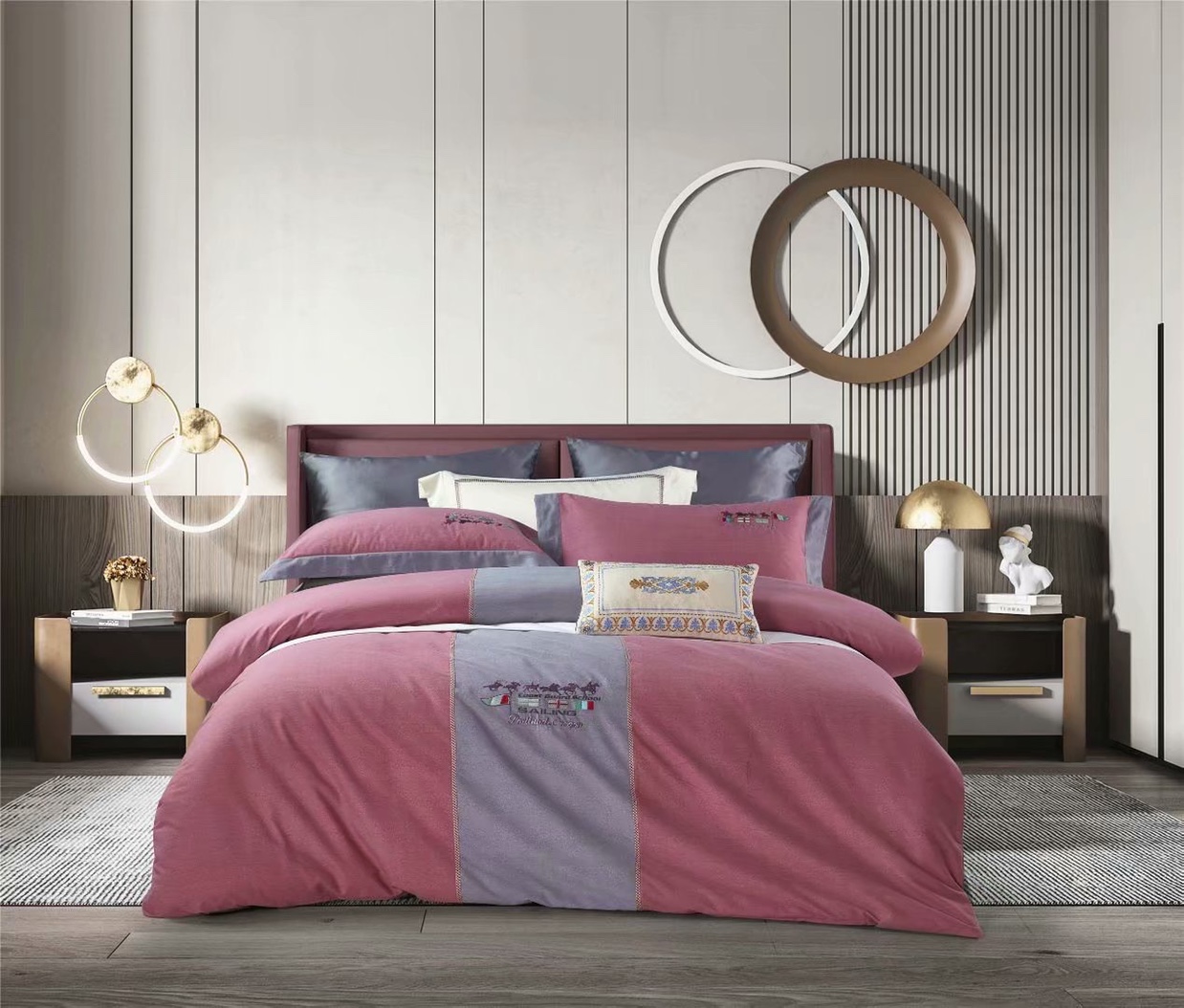 New all-cotton 100-count active embroidery brushed 4-piece set, light luxury and simple special edition embroidery! Application Scenario