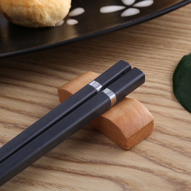 5双袋装金银指环合金筷 24cm黑色磨砂防滑成人筷子酒店餐具批发详情图4