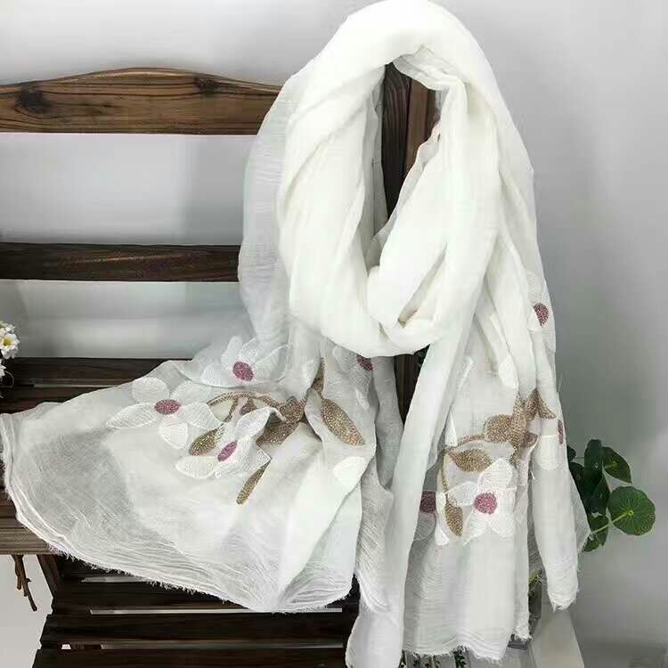Ten Miles Peach Blossom Embroidered Scarf Shawl Long Scarf Foreign Trade Casual Scarf Sunscreen Scarf Specification drawing