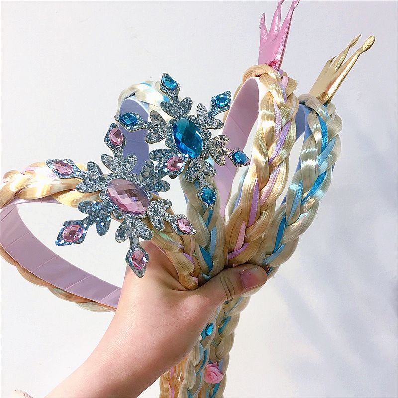 Frozen Elsa, children's wig, Rapunzel, Rapunzel, false braid, Elsa headwear, braid detail image 1
