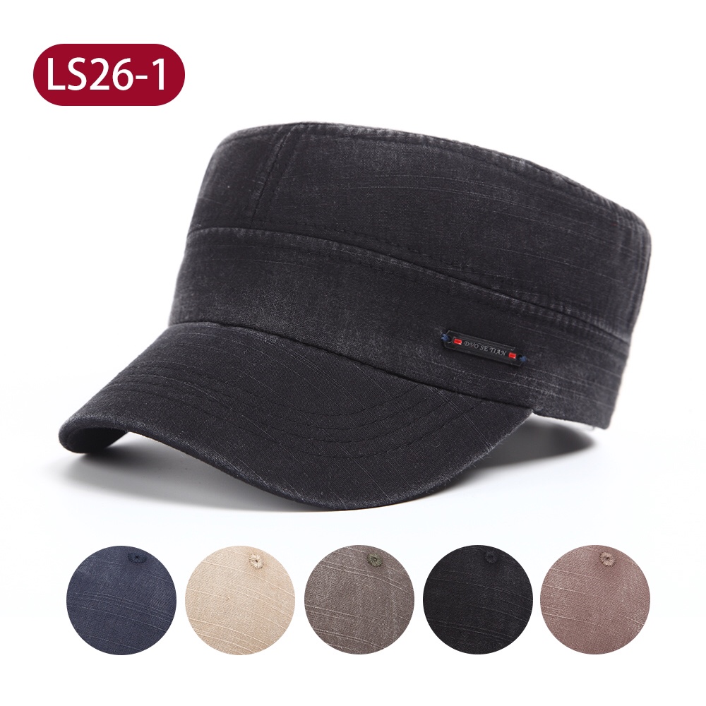 Men's cotton flat top hat thumbnail