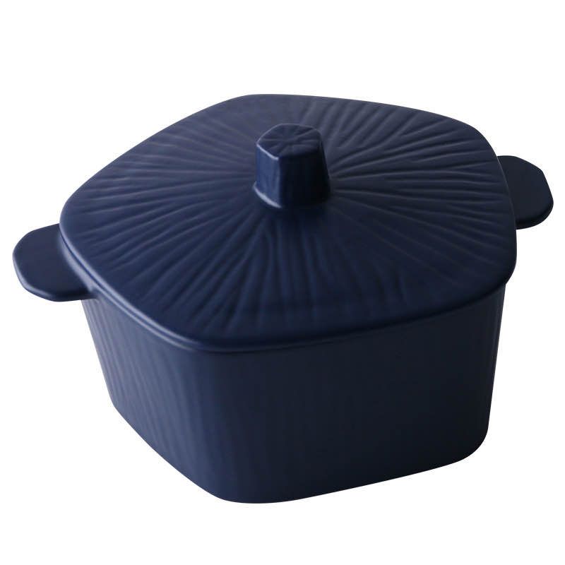 8-inch Nordic-style modern and fashionable matte double-ear instant noodle bowl, salad bowl, creative rice bowl with covered bowl