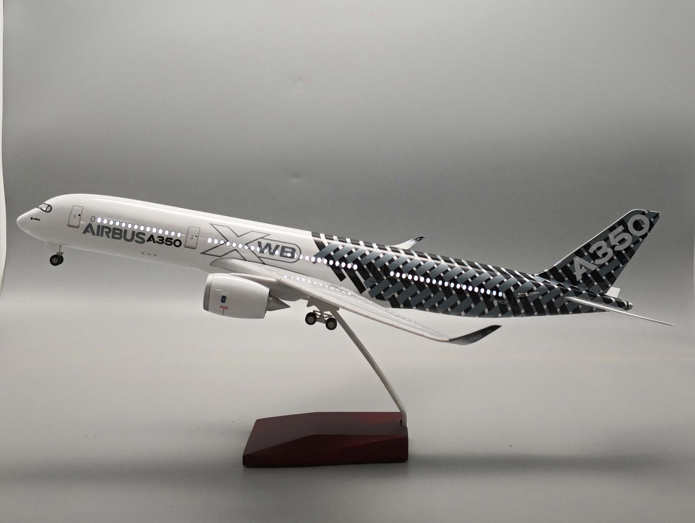 Model aircraft (LED acoustic model of Airbus A350 prototype) resin aircraft