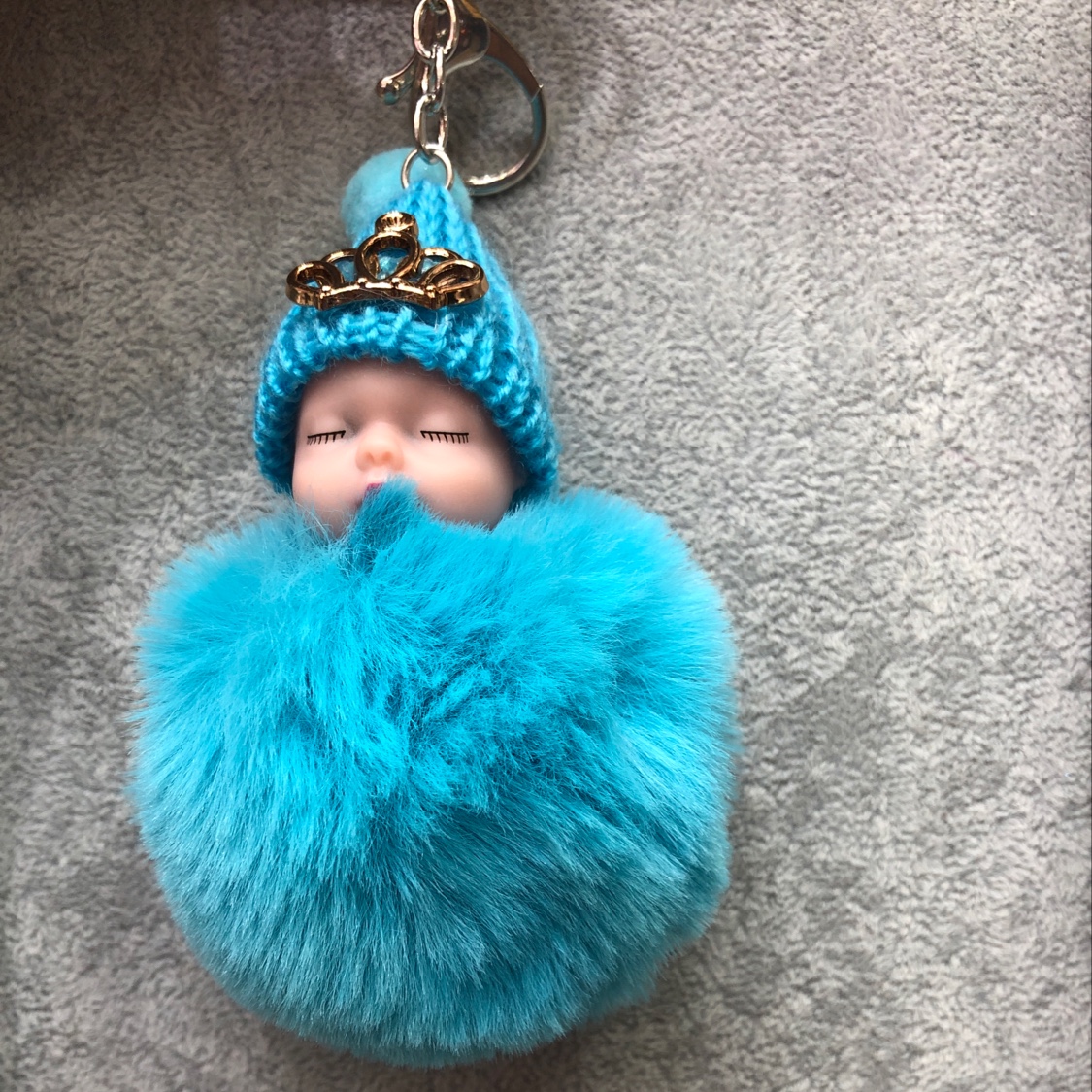 Street stall supply crown sleep doll Hair ball key chain cute animal lady bag imitation rabbit hair car pendant thumbnail