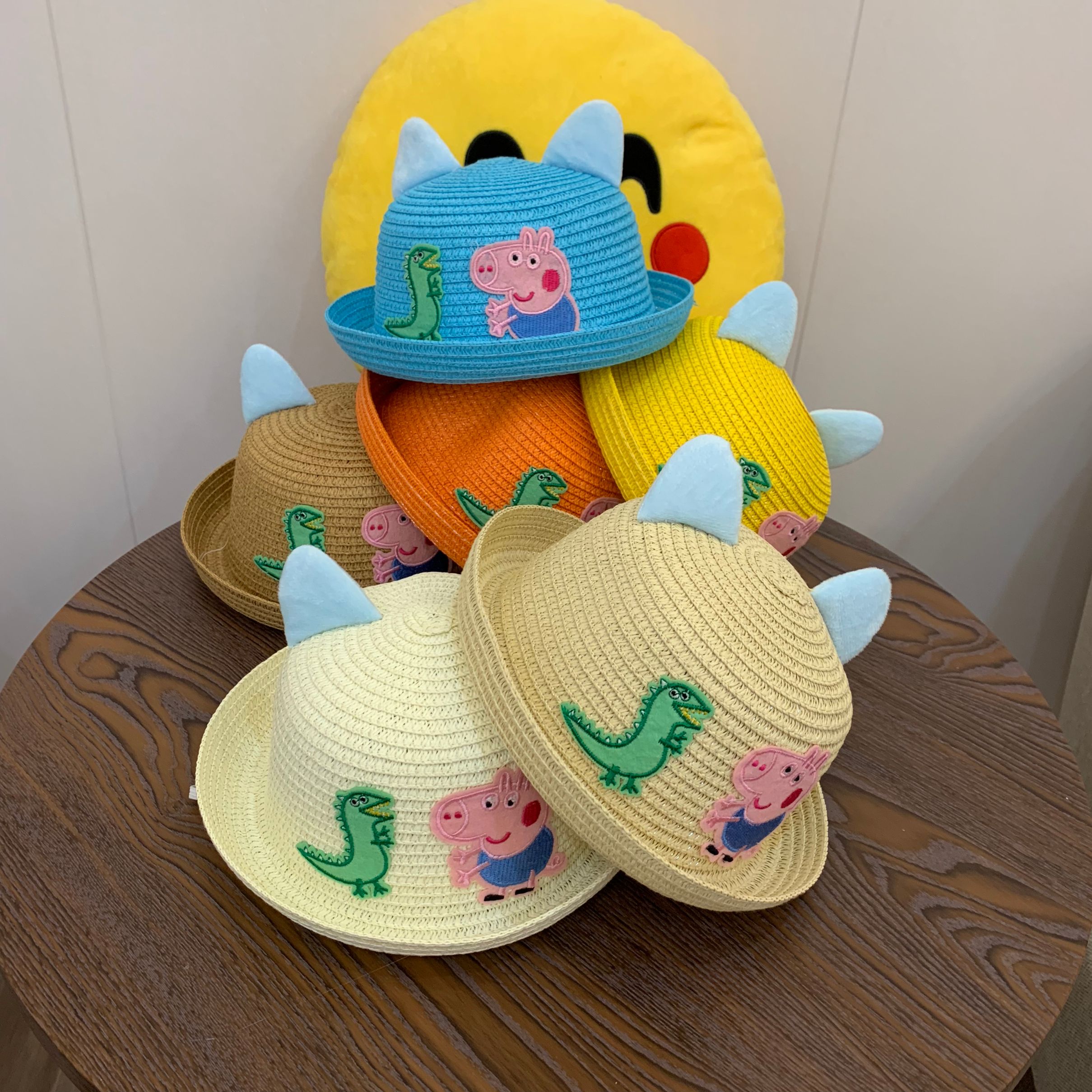 厂家爆款旅游防晒草帽卡通熊猫太阳帽 创意儿童礼品帽一件代发28详情图1