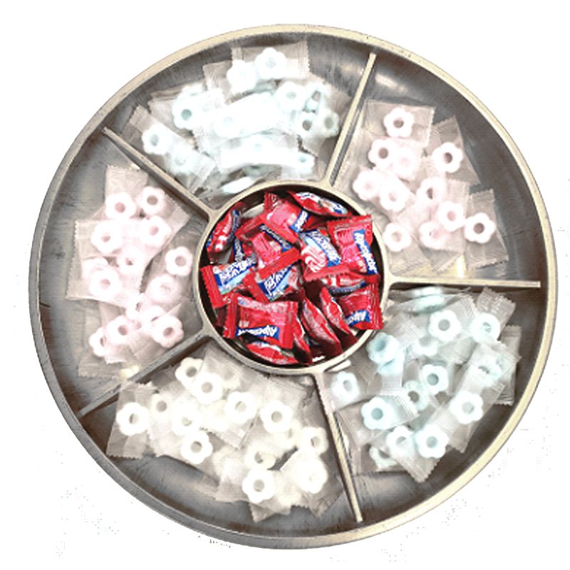 12-inch round 6-compartment candy and snack plate storage plate Specification image