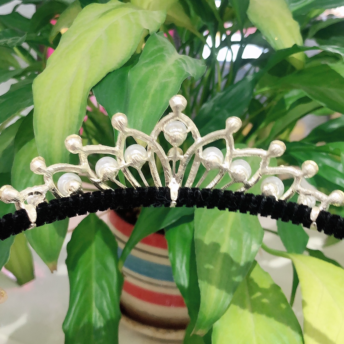 New Korean Fashion Alloy Rhinestone Pearl Crown Headband Hairpin Hairpin Accessory 305 Specification drawing