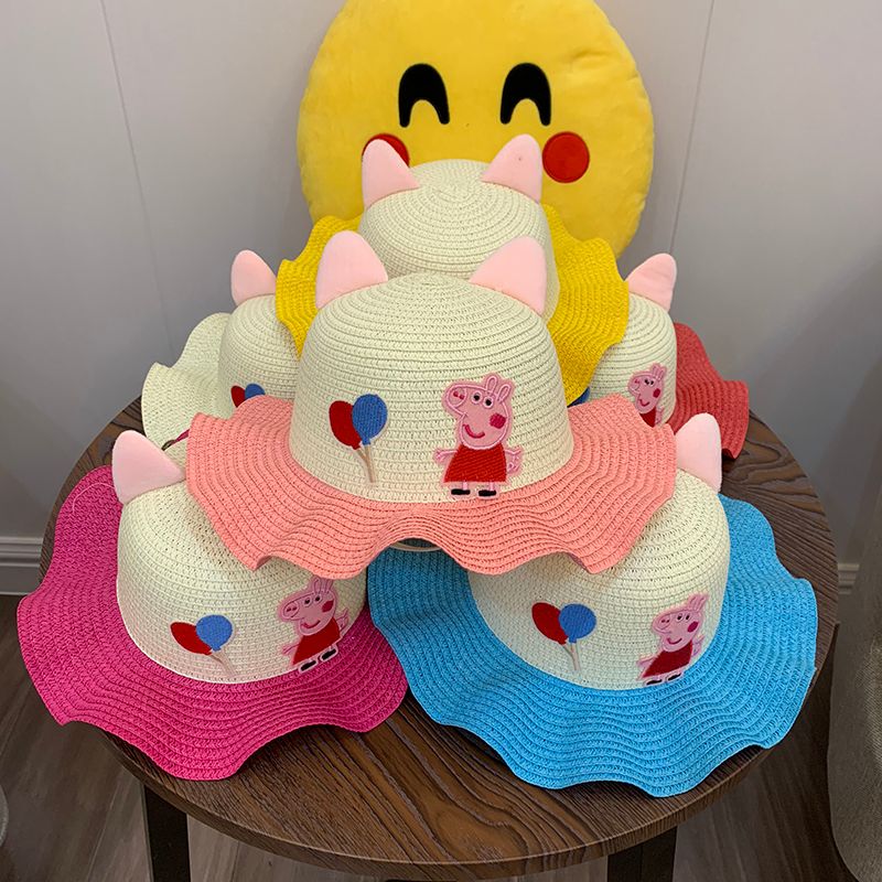 Manufacturers explosive travel sun sunscreen straw hat cartoon panda sun hat creative children's gift hat a hair 27 thumbnail