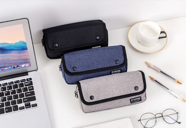 Pen bag boys canvas large capacity high school pencil case trend creative cool boys simple