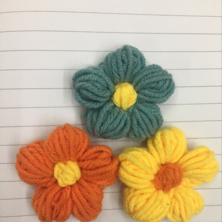 hand-hooked yarn flower,