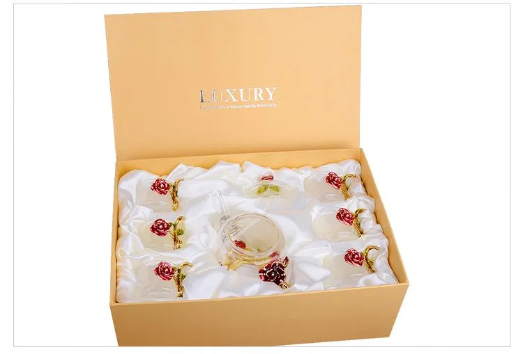 Creative hand-painted enamel kung fu teapot, household simple heat-resistant glass tea set, high-end flower tea kettle wholesale price detail image 7