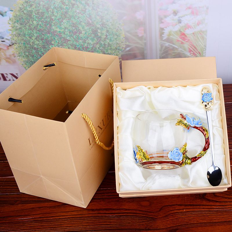 创意珐琅彩水杯花茶杯子水晶玻璃杯果汁杯家用无铅耐热对杯牛奶杯详情图8