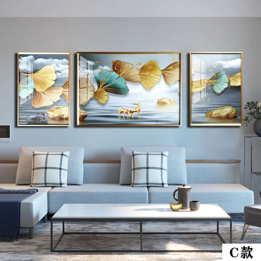 Living Room Triptych Gilt Glass Decoration Ah Hu Decorative Painting Specification drawing