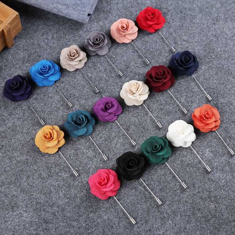 Korean Men's And Women's Brooch Camellia Style Insert Long Needle Suit Corsage Collar Pin Business Suit Accessories Flowers details Picture