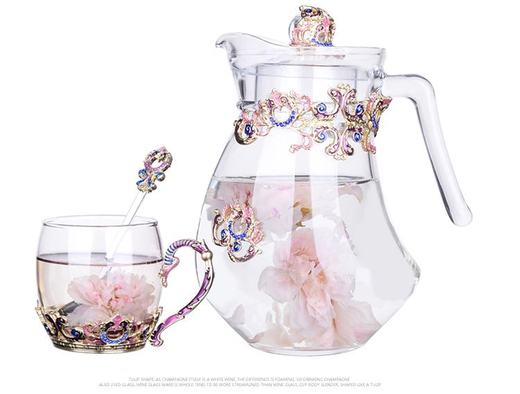 Creative enamel color water cups, flower tea cups, high-end coffee cups, European-style heat-resistant glass milk and juice cups, direct sales prices detail image 3