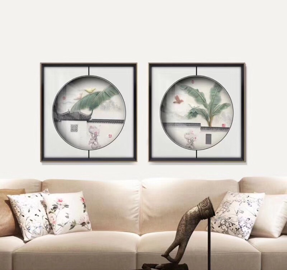 装饰画/农村客厅装饰画/壁画卧室/农村别墅装饰画/迎客松新中式细节图