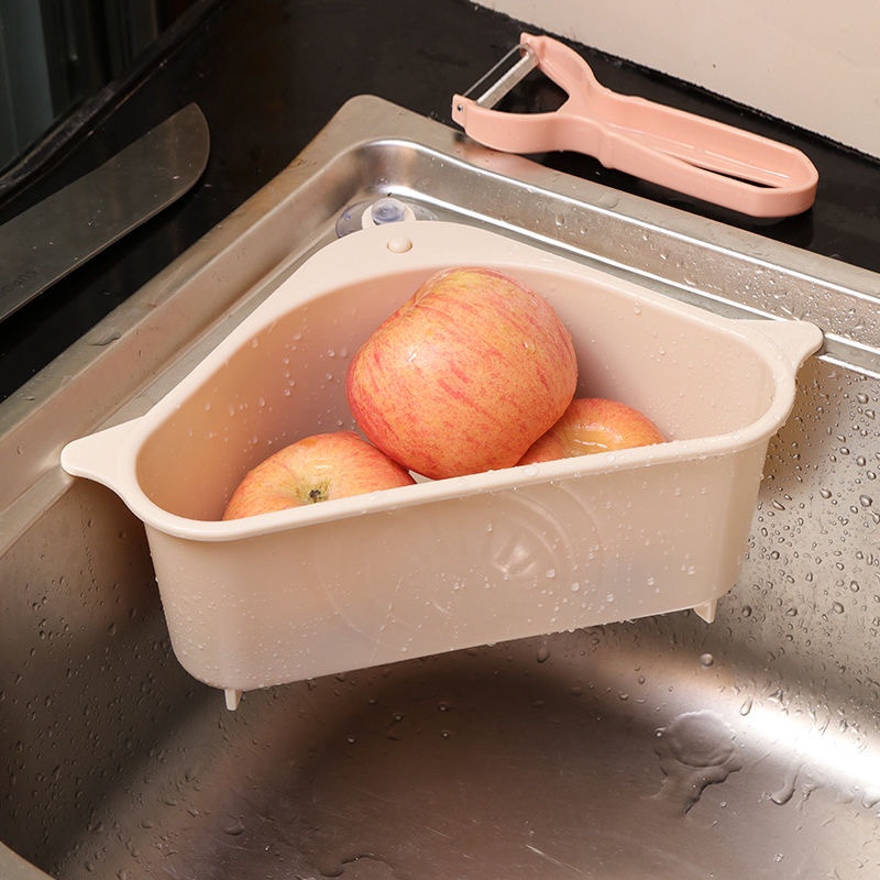 多功能三角水槽沥水篮吸盘式厨房置物架沥水架厨房用品抹布收纳篮