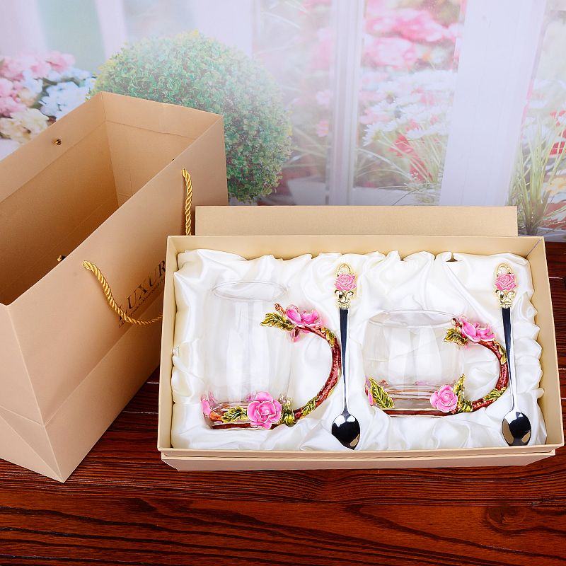 创意珐琅彩水杯花茶杯子水晶玻璃杯果汁杯家用无铅耐热对杯牛奶杯详情图9