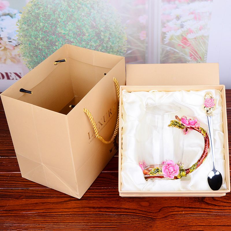 创意珐琅彩水杯花茶杯子水晶玻璃杯果汁杯家用无铅耐热对杯牛奶杯详情图10