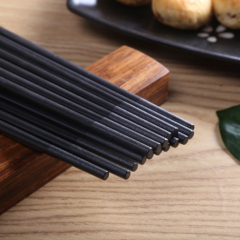 10双盒装黑色合金筷 24cm金银指环磨砂筷子酒店家用套餐餐具批发详情图1