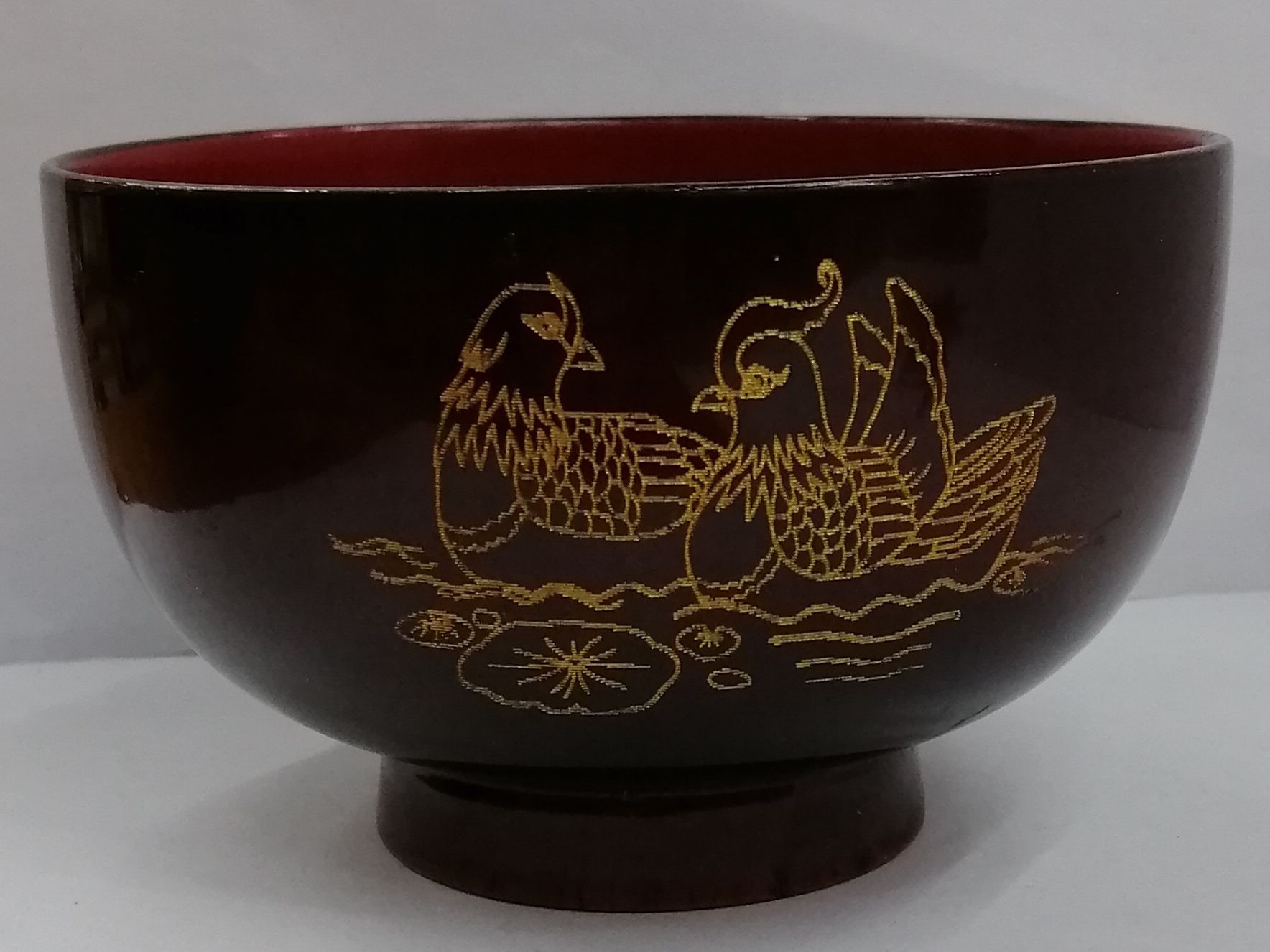 Wooden thickened bowl printing household environmentally-friendly bowl rice bowl trade birds