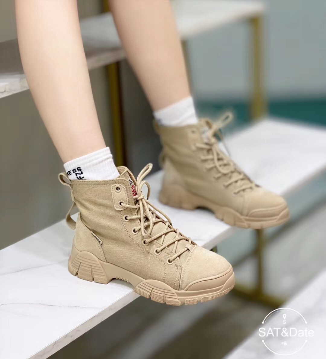 Canvas martins, summer breathable boots, versatile ankle boots, web celebrity skinny shoes thumbnail