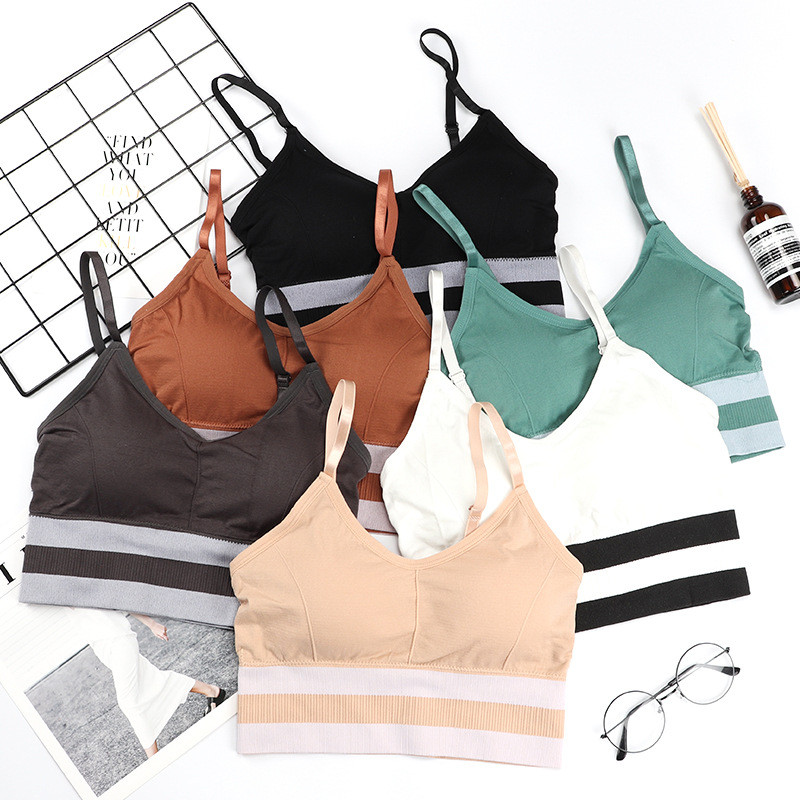2023 New Explosive Seamless Women's Vest With Breast Pad Thin Straps Comfortable High Elastic Sports Bra Beauty Back details Picture