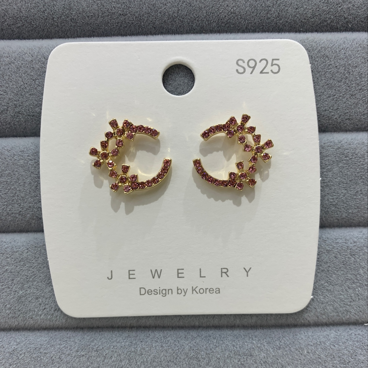 Symmetrical pink earrings for S925 thumbnail