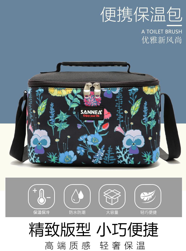 SANNE's new lunch bag, hand-held waterproof bento bag, creative insulated bag, cartoon outdoor picnic cold preservation bag detail image 1