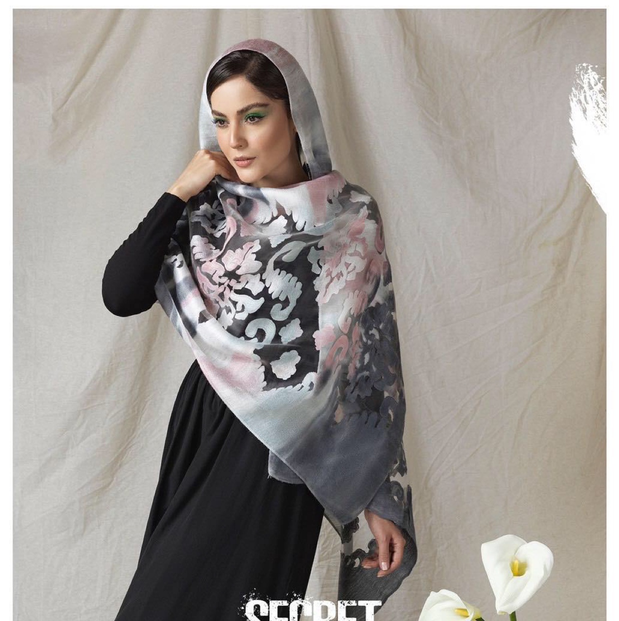 Colorful printed sequined embroidered casual scarf, shawl, sequined chiffon cotton long scarf, square scarf Specification image