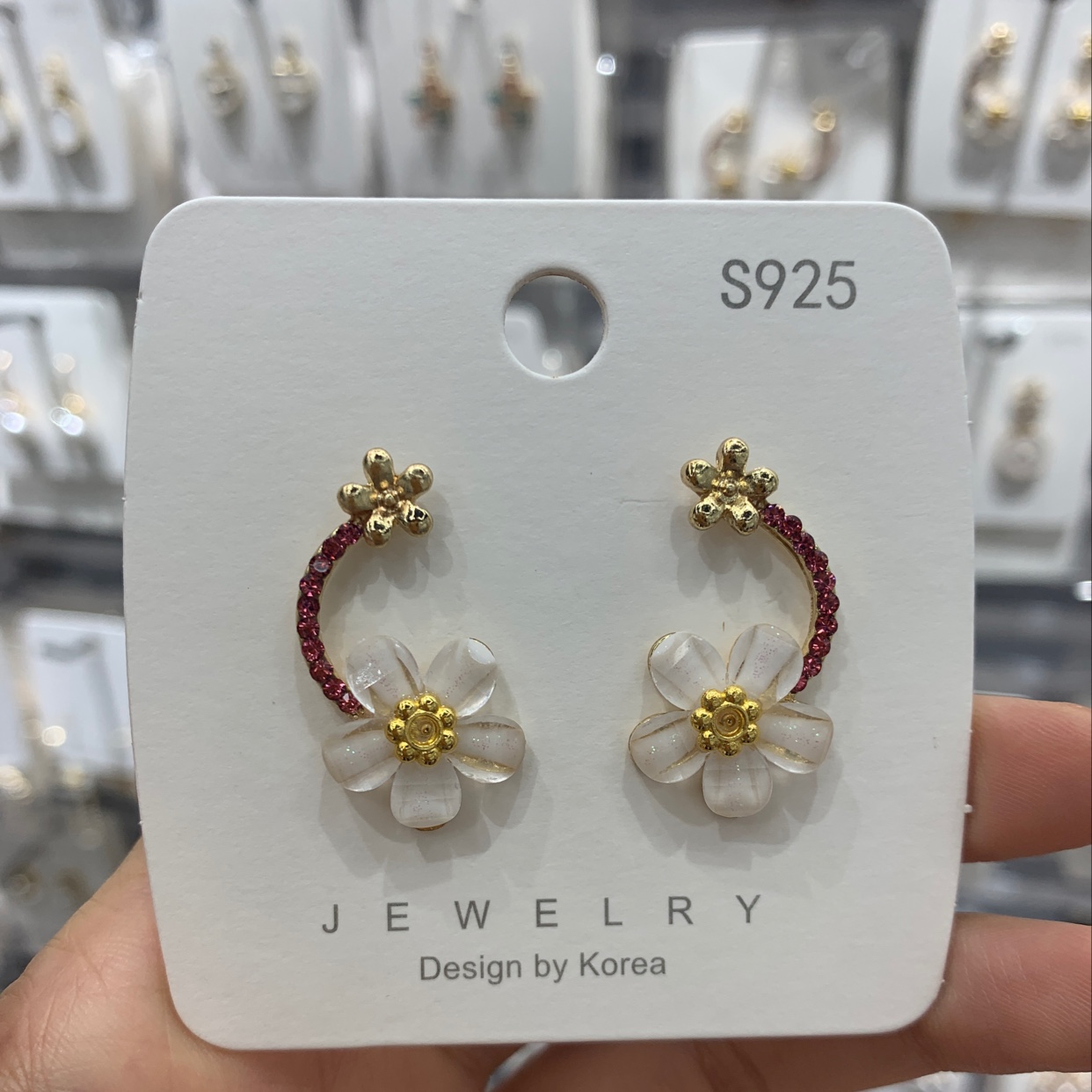 S925 symmetrical flower earrings thumbnail