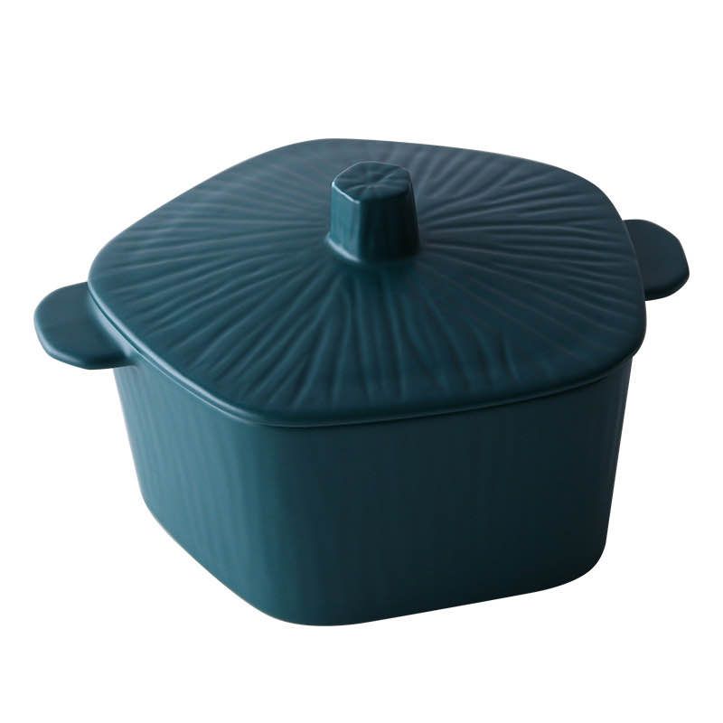 8-inch Nordic-style modern and fashionable matte double-ear instant noodle bowl, salad bowl, creative rice bowl with covered bowl Specification image