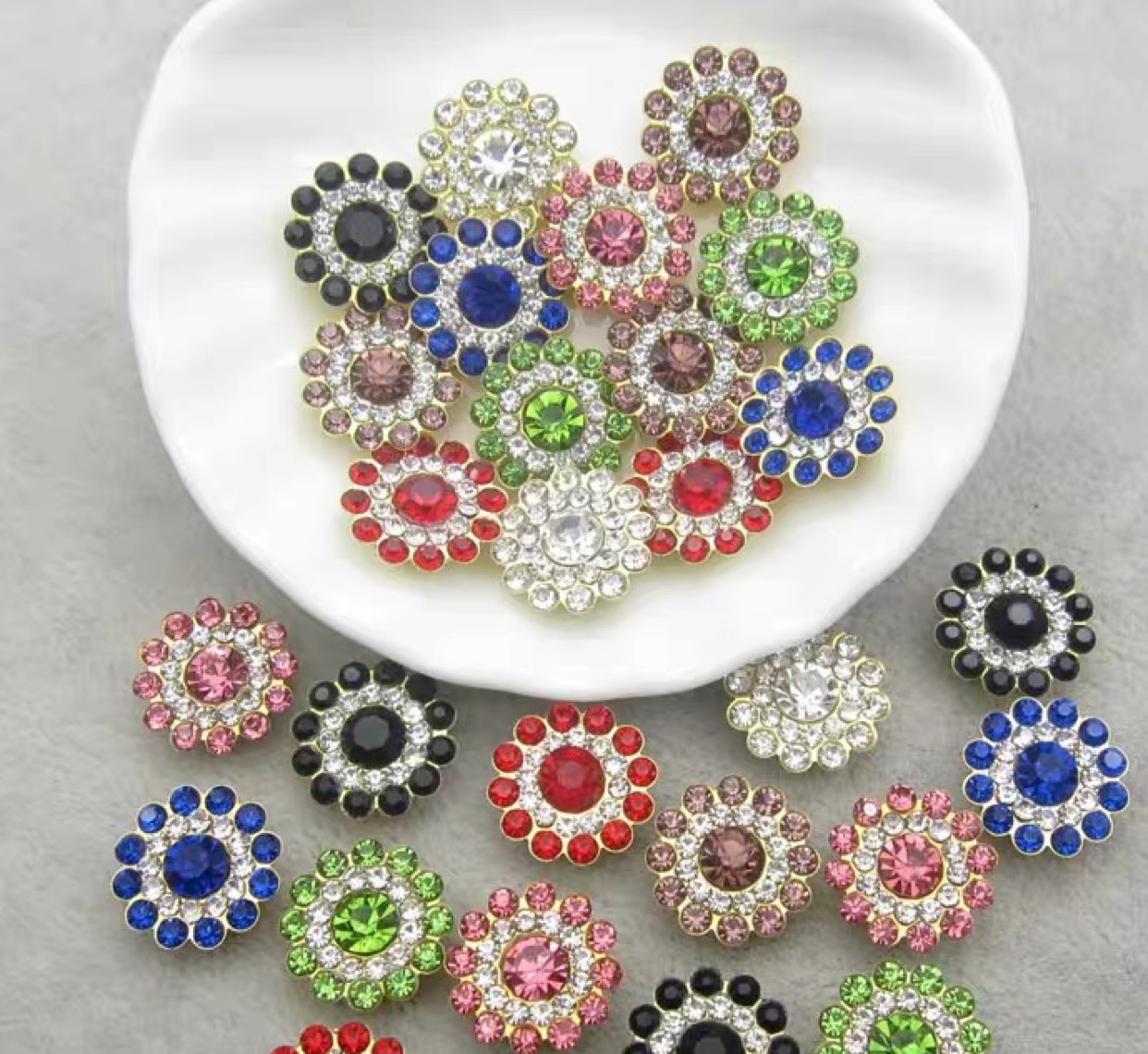 14mm colored crystal drill double row water drill sun flowerpot hand sewn diamond ornaments hair band bow accessories 5 thumbnail