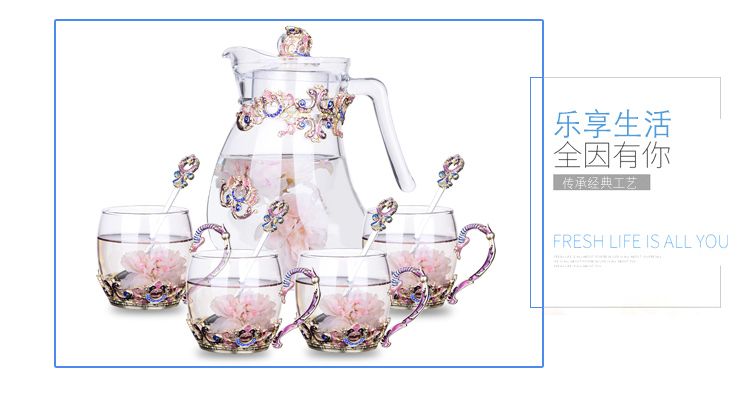 Creative enamel color water cups, flower tea cups, high-end coffee cups, European-style heat-resistant glass milk and juice cups, direct sales prices detail image 8