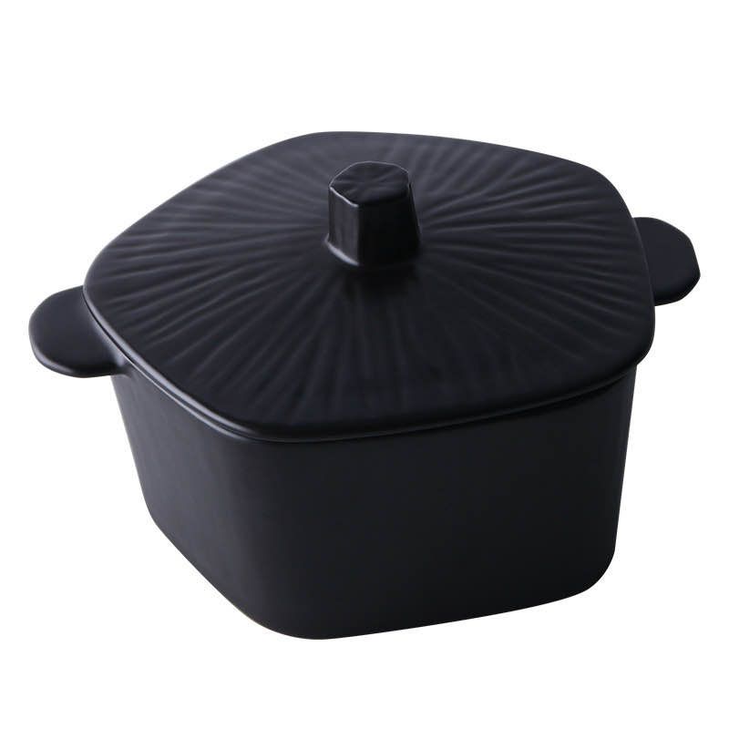 8-inch Nordic-style modern and fashionable matte double-ear instant noodle bowl, salad bowl, creative rice bowl with covered bowl details Picture