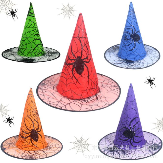 Halloween Witch Hat Translucent Spider Hat Ghost Festival Witch Hat