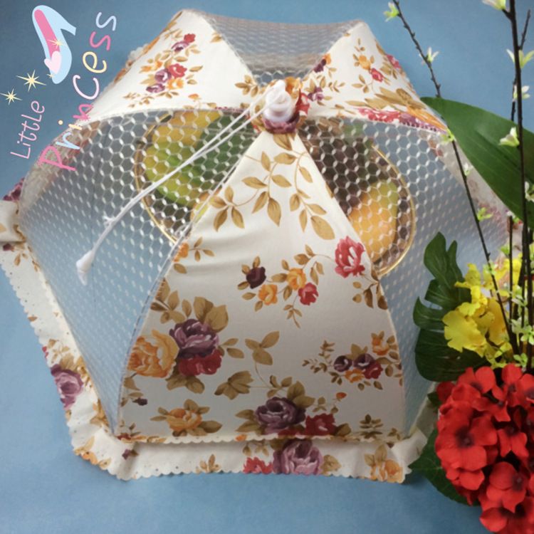 Lace Folding Round Rectangular Food Cover High-End Dining Table Fly Proof Food Cover Fruit Cover Breathable Cover Cover