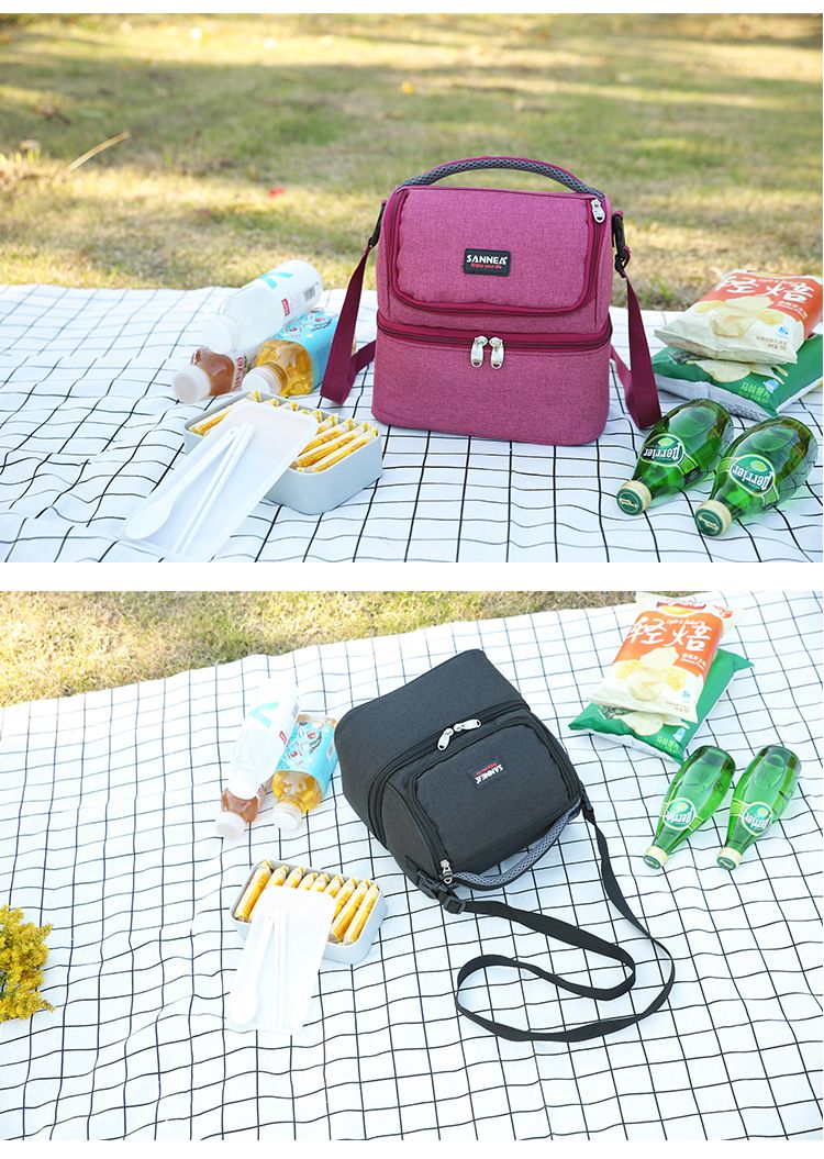 SANNE insulated bag, picnic cold insulation aluminum film insulated bag, hand-held double-layer picnic bag, waterproof folding ice pack detail image 14