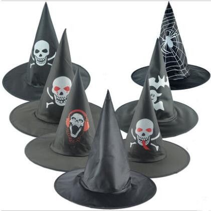 Halloween Harry Potter Black Oxford Print Witch Wizard Dress Up Hat full figure