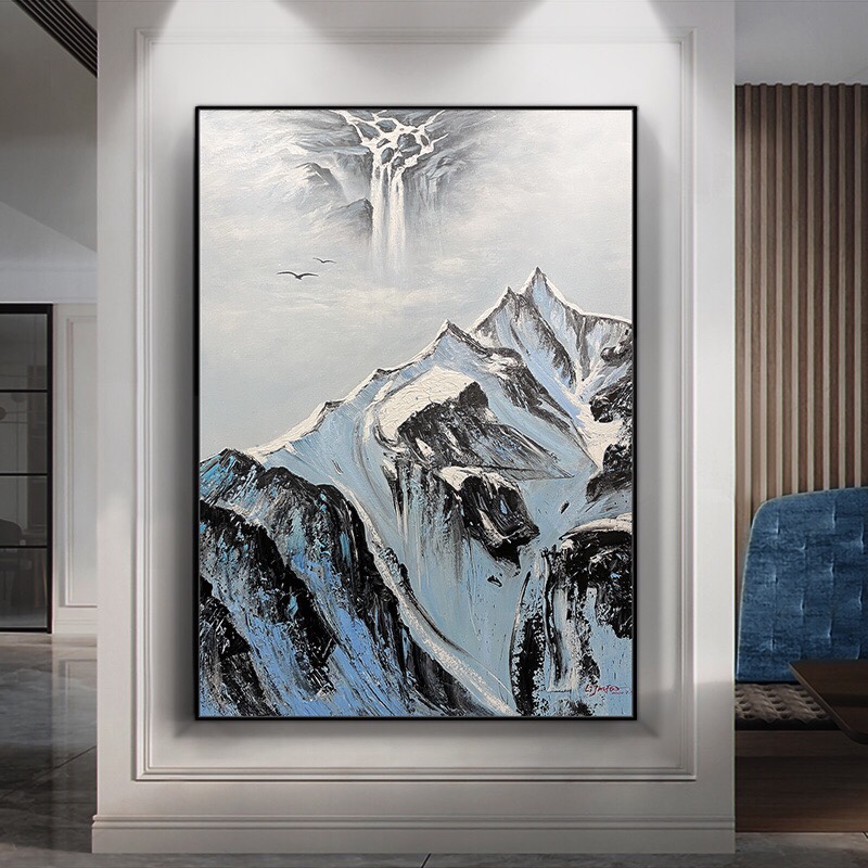 纯手绘 装饰画 欧式中式 玄关挂画 跨越大山 现代风格