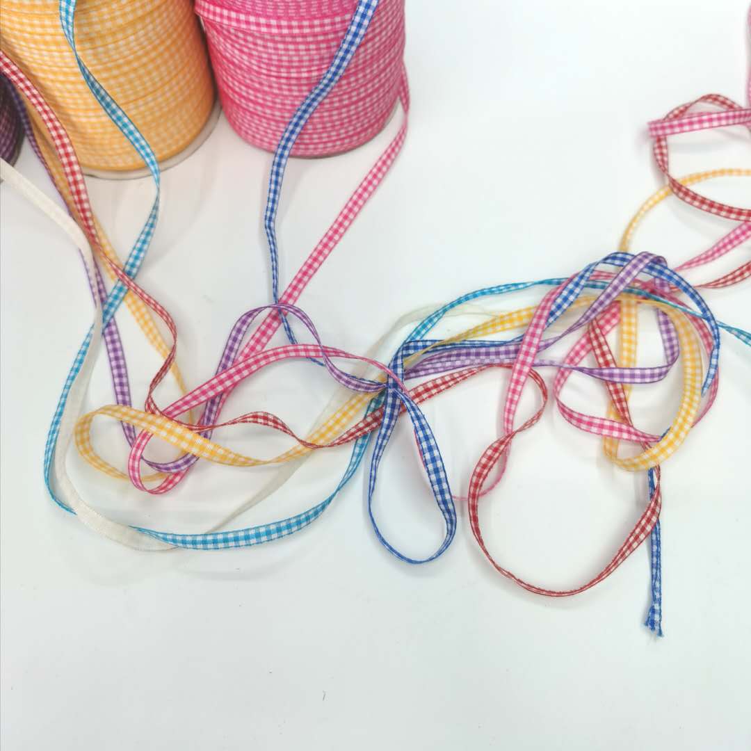 0.6Cm Wide 7 Color Polyester Lattice With Clothing Accessories Ribbon Webbing All Processing Specification drawing