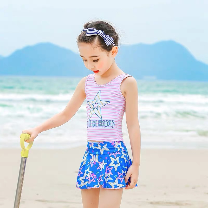 Middle children's split academy style swimsuit thumbnail