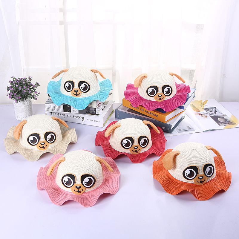 Manufacturers explosive travel sun sunscreen straw hat cartoon panda sun hat creative children's gift hat a hair 22 thumbnail