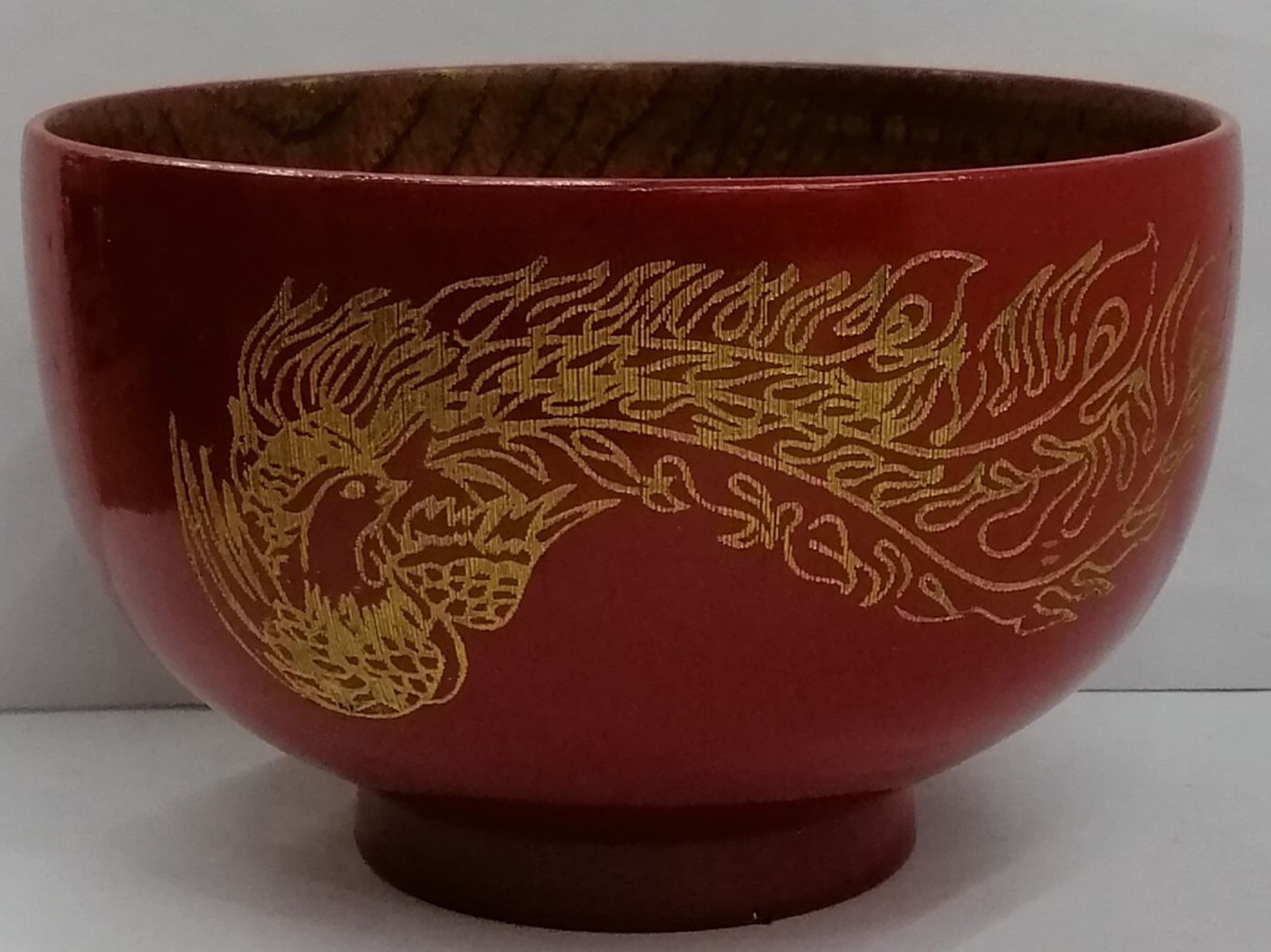 木制加厚碗印花家用环保碗饭碗外贸中式红色图