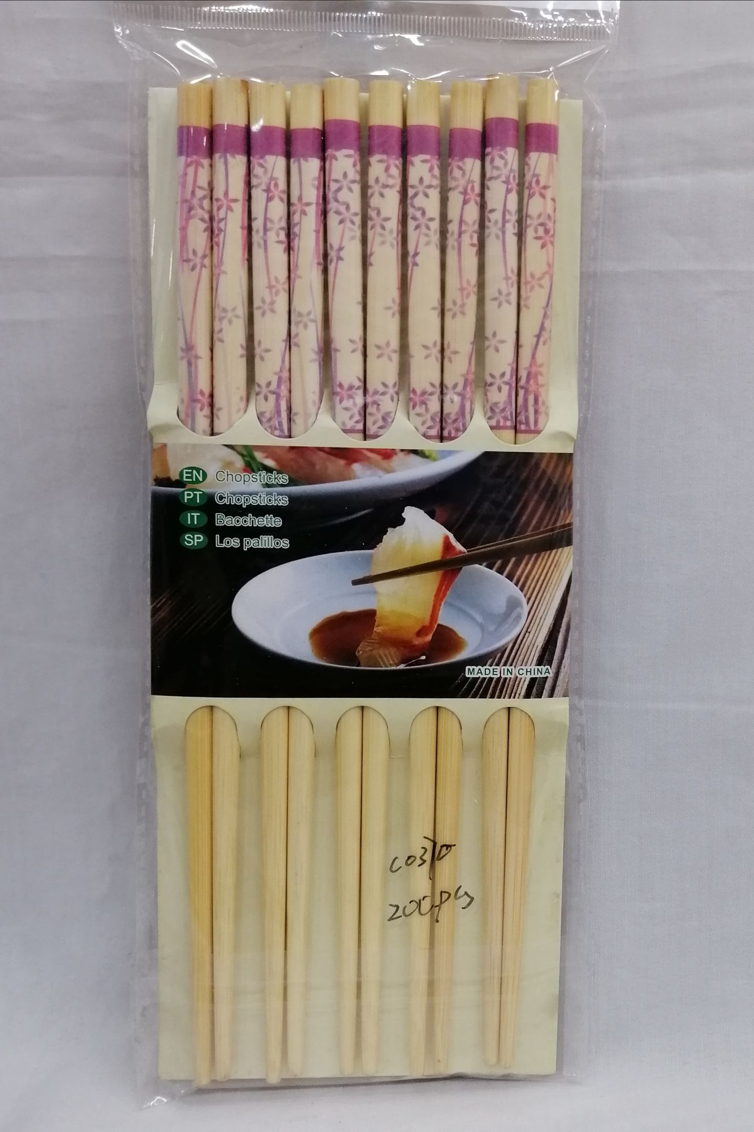 Printed chopsticks natural wooden suit household Chinese non-slip environmental friendly Chinese white and pink