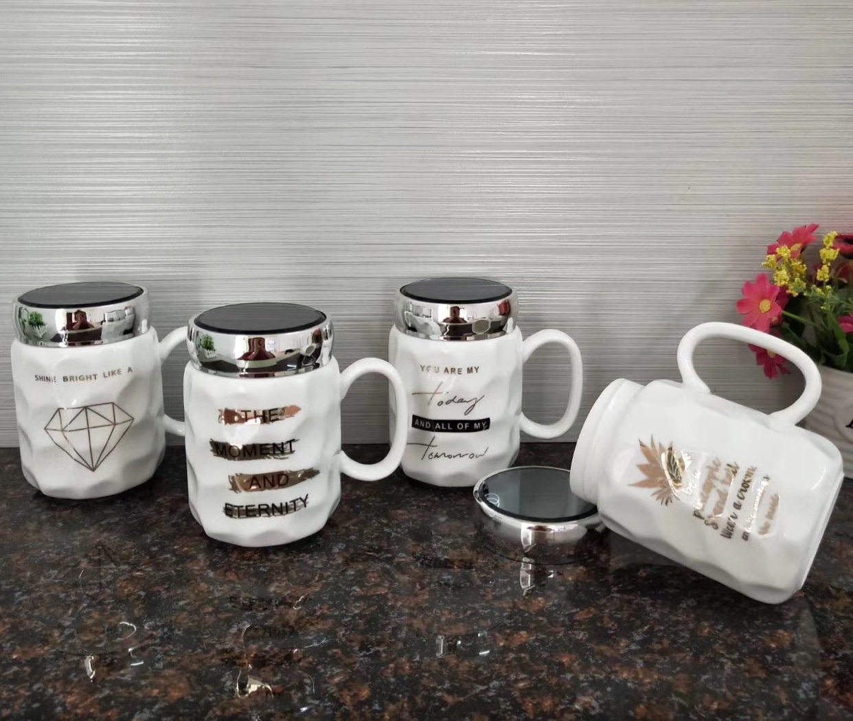 水杯陶瓷镜面杯工厂直销礼品杯子喝水家用超大容量水杯特大号